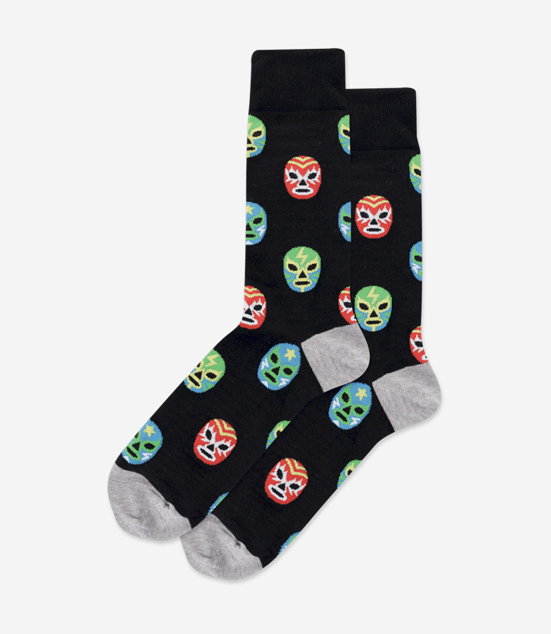Men's mexican wrestler masks crew socks
